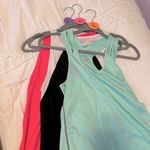 Athletic Tank Set - Includes 3 - Aqua, Blackl/White, Pink
